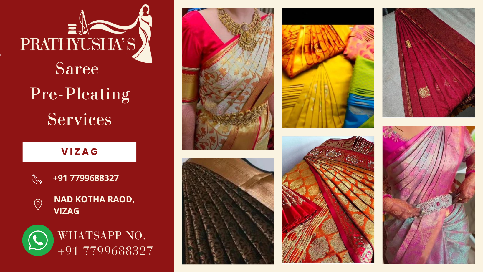 Saree Pre-Pleating & Draping Services in Vizag